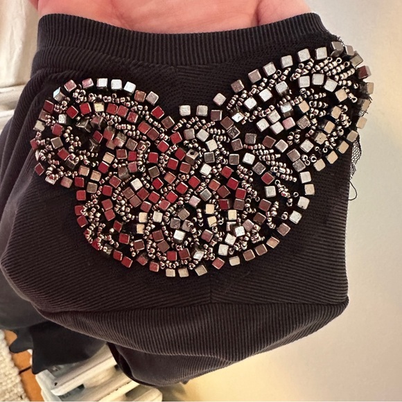 Marfinno Black Embellished Metallic Butterfly Bling Tee Size L - Picture 6 of 7